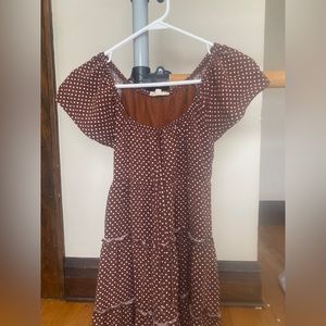 PACSUN BROWN DOTTED DRESS